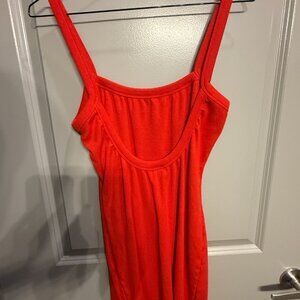 Wild Fable Mini Tank Dress Womens M Red Ribbed Bodycon Wide Strap Party Cocktail